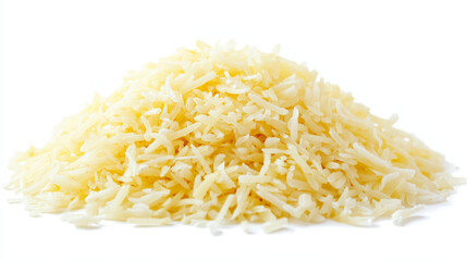 Pure & Pristine: Pile of Raw Basmati Rice Isolated on White

