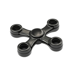 Stylish black fidget spinner isolated on a bright transparent background for relaxation or fun, Black fidget spinner. 3D render, isolated on transparent background