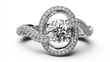 Obraz premium Timeless Sparkle: Elegant Diamond Ring on White Background