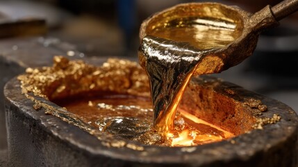Molten gold being poured into a mold (1)