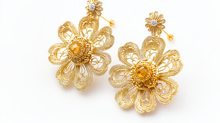 Fototapeta premium Timeless Elegance: Earrings Isolated on White Background