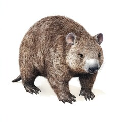 Naklejka premium Illustration of a diprotodon optatum marsupial standing on a white surface looking forward calmly