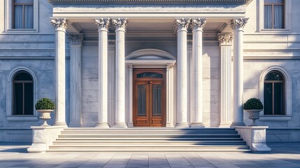 Fototapeta premium Grand entrance with four white columns and trim high resolution picture