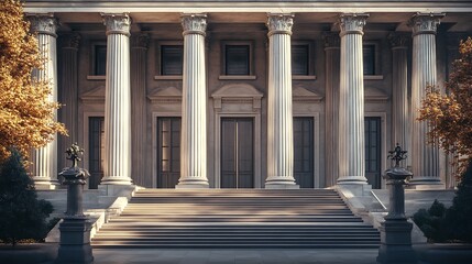 Naklejka premium Stylish southern mansion with porch seating and columns high resolution picture