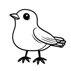 Simple Black and White Cartoon Bird Illustration