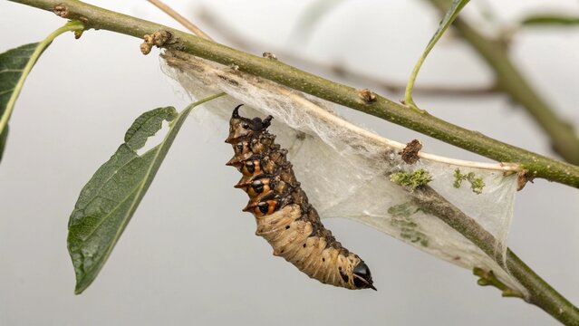 Bagworm Moth Caterpillar on studio background

