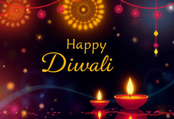 Happy Diwali illustration. Pattern for banners, covers, greeting cards, for printing on wall decorations.