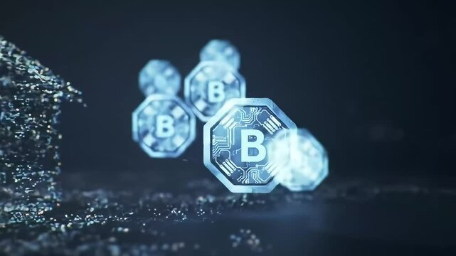 Tokenization Abstract Animation Concept - Real World Asset to Digital Token Blockchain Technology Finance Background