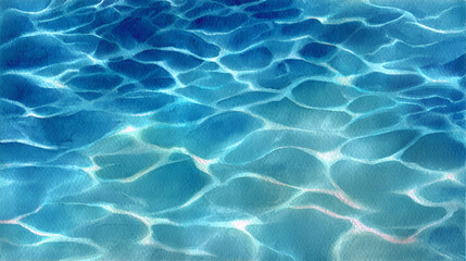 Obraz premium Hand painted ocean ripples on watercolor paper