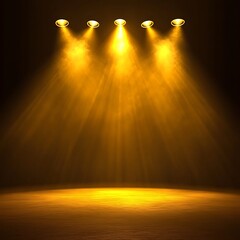 Shining yellow lights casting unique patterns across the stage