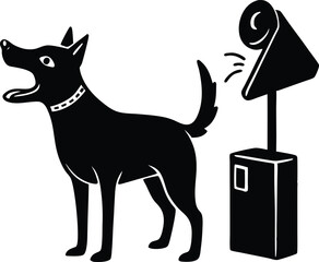 Silhouette of Dog barking at mailman