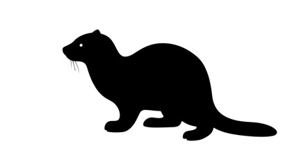 Fototapeta premium Silhouette of a weasel against a white background 