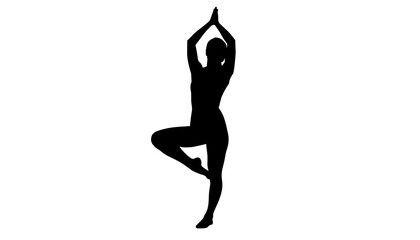Fototapeta premium Silhouette of a person practicing yoga in a tranquil pose 