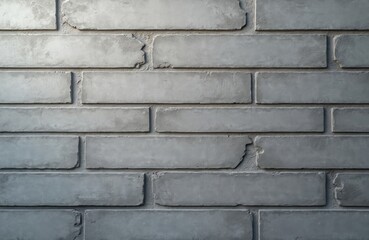 Fototapeta premium Horizontal close-up of grey cement block wall texture background. Rough textured brickwork design, solid construction. Modern architectural structure, weathered surface. Elegant empty interior with