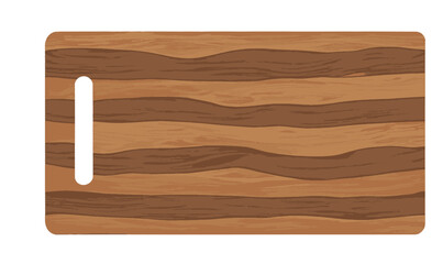 Walnut wood cutting board isolated background texture on white background. Vector illustration. Brown walnut wood cutting board on white background. Wooden chopping board.