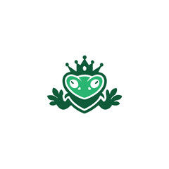 Fototapeta premium King Frog Logo Regal Amphibian Crowned Mascot