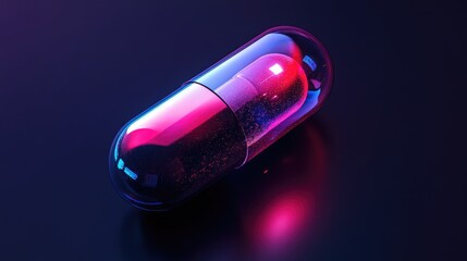 Glowing Pink And Blue Capsule On Dark Background