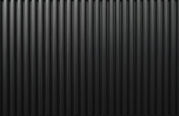Stripped black metal sheet texture for background. Industrial steel metal texture. Corrugated iron panel, wave pattern, vertical lines, grey design. Wall, building construction.