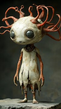 Whimsical Photo Of A Unique Alien Creature With Big Eyes And Tentacles