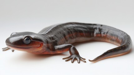 Fototapeta premium A close up image of a salamander on a white surface