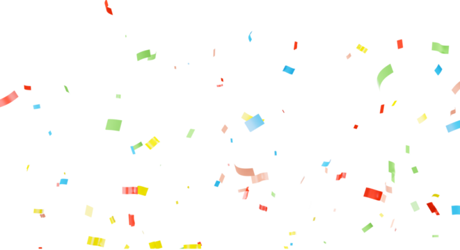 Colorful confetti scattered on a white background, PNG isolated for use in celebration, party, and festive design concepts.

 - Powered by Adobe