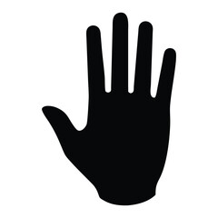 Flat Hand Silhouette Icon with Five Fingers Extended