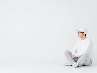 Person seated, thoughtful pose