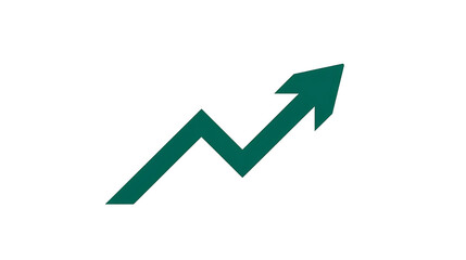 minimalist graph like growth arrow in emerald green symbolizes upward progress and success. This design conveys sense of achievement and positive momentum in business or finance