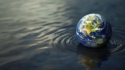 Fototapeta premium Stunning Planet Earth Reflection Water Ripple Calm Ocean Global Environment Nature Scene Peaceful World Blue Green Water Detailed Texture Beautiful Image Digital Art Graphic Design Background 