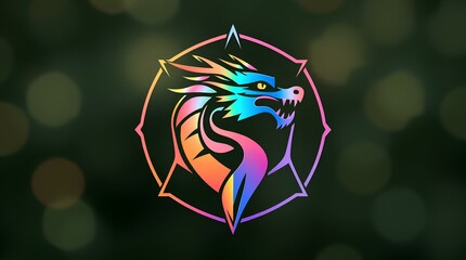 a sharp-edged dragon art made of rainbow geometry, a mythical beast that loves to guard secrets and treasures of fantasy worlds

