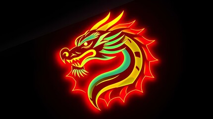 a fiery red glowing dragon head, full of energy and rage, a creature who loves chaos, strength, and untamed wildness

