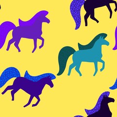 Christmas animals seamless horse pattern for wrapping paper and fabrics