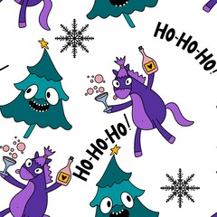 Christmas animals seamless horse pattern for wrapping paper and fabrics