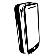 Monochrome Smartphone Icon with Abstract Design and Dynamic Perspective View