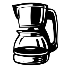 Simple Black and White Illustration of an Electric Coffee Maker for Brewing