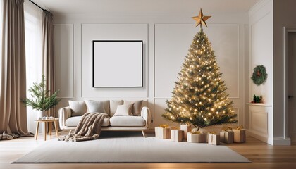 Obraz premium christmas room with christmas tree decorations