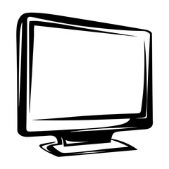 Stylized cartoon illustration of a classic computer monitor with black outlines