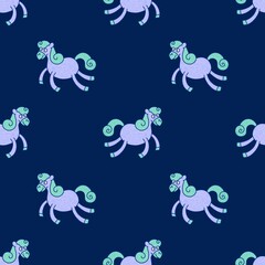 Fototapeta premium Christmas animals seamless horse pattern for wrapping paper and fabrics