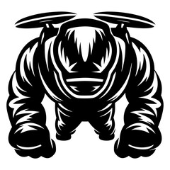 Monstrous creature with large muscles and antenna in black and white style