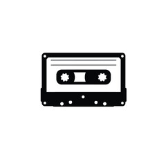 Black Silhouette Illustration Of A Cassette Tape Music Audio Oldschool