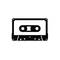 Black And White Cassette Tape Illustration For Retro Or Music Themes