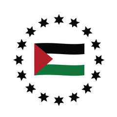 Palestinian Flag Surrounded By Stars Symbol Of Hope And Solidarity Vector
