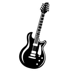 Obraz premium Silhouette of a sleek electric guitar perfect for musical instrument themes