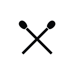 Crossed Matchsticks Minimalist Black And White Illustration Vector Graphic Design Element