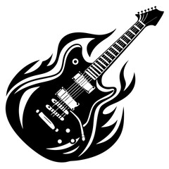 Bold and fiery electric guitar vector illustration suitable for graphic design