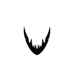 Black Abstract Sharp Teeth Silhouette On White Background Design Element
