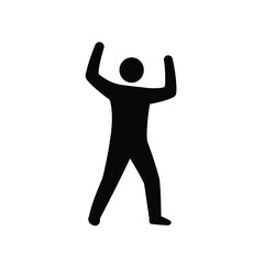 Black Silhouette Of A Person Raising Arms In Celebration Or Exercise Isolated