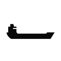 Simple Black Silhouette Of Cargo Ship For Maritime Transportation Concept Art
