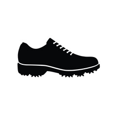 Golf Shoe Illustration In Black Silhouette Sports Equipment Vector Design