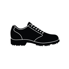 Silhouette Vector Illustration Of Classic Leather Golf Shoe With Laces And Spikes
